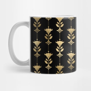 Damask Motifs in Black and Gold Vintage Faux Foil Art Deco Vintage Foil Pattern Mug